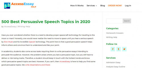 Setting a good persuasive speech topic is the key to creating perfect persuasive writing. Here&#039;s a list of top 500 best persuasive speech topics in 2020

#persuasivespeechtopics #researchpapertopics #rhetoricalanalysis #essaytyper #analyticalessay

Web:- https://accessessay.com/topics-for-persuasive-speech/