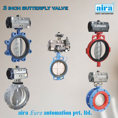 Aira Euro Automation is a leading manufacturer of a 3-inch butterfly valve in India. Aira has a wide range of butterfly valves which are operated by a pneumatic actuator, gear & lever.