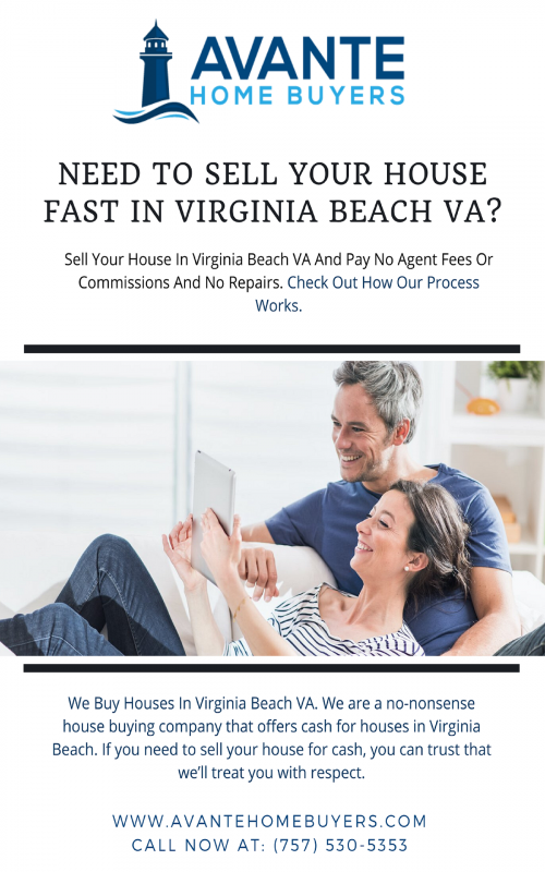 Visit us at - https://www.avantehomebuyers.com/
No Fees. No Commissions. We buy houses in the Virginia Beach area fast for cash. Get a FREE cash offer on your Virginia Beach house in any condition.