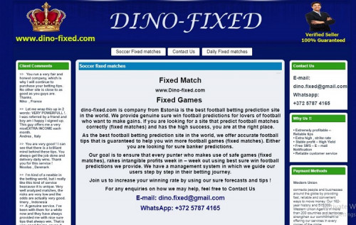 Sure Sources, Football Tips, fixed match, Real Fixed Matches, soccer fixed matches, sure free fixed matches, today fixed matches, fixed games, Soccervista tips predictions. contact us for more info to dino.fixed@gmail.com

dino-fixed.com is company from Estonia is the best football betting prediction site in the world. We provide genuine sure win football predictions for lovers of football who want to make gains. If you are looking for a site that predict football matches correctly (fixed matches) and has the high success, you are at the right place.As the best football betting prediction site in the world, we offer accurate football tips that is guaranteed to help you win more football games (fixed matches). Either you are looking for sure banker predictions.Our goal is to ensure that every punter who makes use of safe games (fixed matches), rakes intangible profits week in – week out using best sure win football predictions we provide. We have a management system in which we guide our users step by step in their betting journey.

#bestfixedmatches #fixedgames #fixedmatches #fixedmatch #fixedmatchesfortomorrow #soccerfixedmatches #surewinsfortomorrow #realfixedmatches #verifiedsellerfixedmatches #realsourcefixedmatches

Web: https://dino-fixed.com/