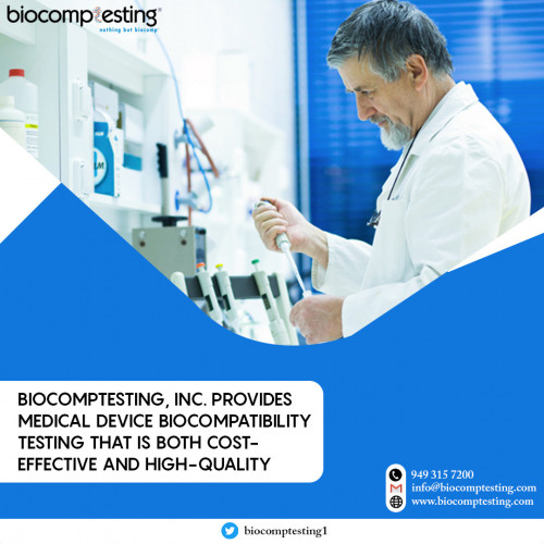 We are a leading Biocompatibility Solutions Provider company in the USA. Our services include biocompatibility testing, chemical characterization, and preparing biological safety assessment reports for medical devices. Contact us now!
http://www.biocomptesting.com/