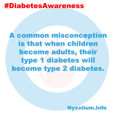 A common misconception is that when children become adults, their type 1 diabetes will become type 2 diabetes.