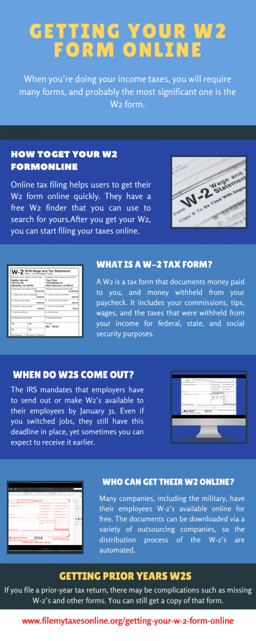 Learn how you can find and get a copy of your W2 online for 2020, 2021 tax filing season. Read more, https://filemytaxesonline.org/getting-your-w-2-form-online/ Many companies, including the military, have made their employees W-2 form easy to get online.