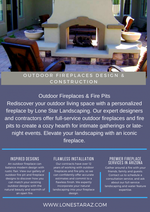Outdoor Fireplaces & Fire Pits - https://lonestaraz.com/
Rediscover your outdoor living space with a personalized fireplace by Lone Star Landscaping. Our expert designers and contractors offer full-service outdoor fireplaces and fire pits to create a cozy hearth for intimate gatherings or late-night events. Elevate your landscaping with an iconic fireplace.
