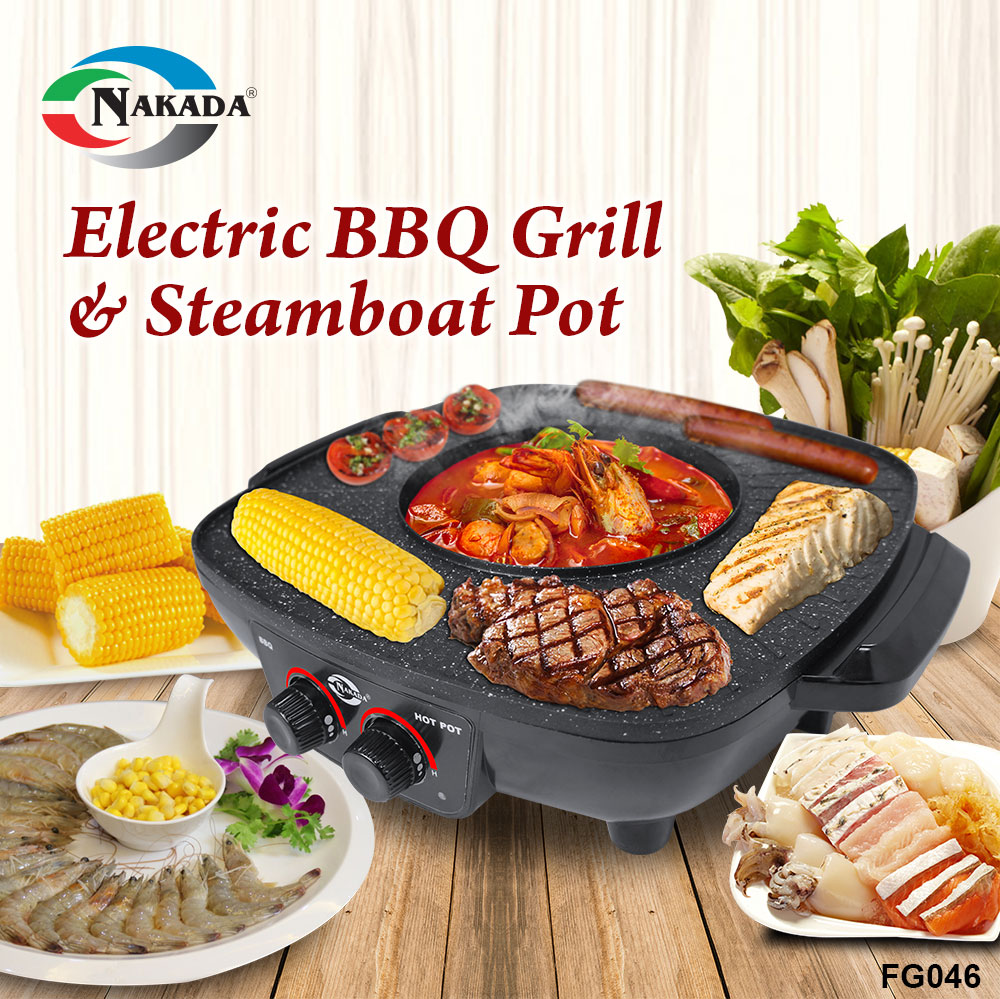 Nakada Electric BBQ Grill and Steamboat Pot FG046 01