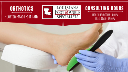 Our podiatrist prescribes the orthotics foot inner sole to get relief from the bottom problems. Wearing these shoes will correct the biomechanical condition of the patient who is suffering in walking, standing, and so on. Want to know more? Call us at (337) 474-2233.