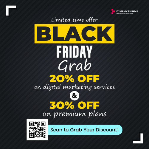 Celebrate Black Friday with IT Services India! Unlock 20% OFF on expert digital marketing services and 30% OFF on premium plans. Take your business to the next level with our cutting-edge solutions. Hurry, this limited-time offer won't last long! Scan the QR code now and grab your exclusive discount today.
Visit:https://www.itservicesindia.com/lets-talk