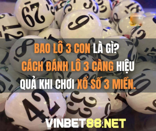 Bao lo 3 con la gi? Tiet lo cach danh chuan nhat
Bao lô 3 con là gì trong cá cược lô đề?
Đây là một hình thức đặt cược trong xổ số trực tuyến, trong đó người chơi sẽ chọn 3 con số bất kỳ từ dãy số 0 đến 9. Đặc điểm nổi bật của hình thức này là người chơi không cần phải dự đoán chính xác cả 3 số mà chỉ cần dự đoán ít nhất 2 trong số 3 số đó xuất hiện trong kết quả xổ số.

Ví dụ, nếu bạn chọn bộ số 1, 2, 3 và kết quả xổ số là 1, 2, 5, bạn sẽ thắng bởi vì đã dự đoán đúng 2 số. Tỷ lệ trả thưởng của bao lô đề 3 con thường rất hấp dẫn, vì vậy nhiều người chơi chọn hình thức này để tăng cơ hội chiến thắng của mình.

Bao lô 3 con là đặt cược 3 số bất kỳ thuộc dãy từ 0-9
Bao lô 3 con là đặt cược 3 số bất kỳ thuộc dãy từ 0-9
Cách đánh bao lô 3 con tại nhà cái chuẩn nhất
Người chơi có nhu cầu đặt cược bao lô đề 3 con tại Vinbet, cần phải thực hiện đầy đủ các bước sau:

Bước 1: Chọn số yêu thích để đặt cược bao lô 3 con
Bước đầu tiên trong quá trình chơi bao lô với 3 con là chọn ra 3 con số mà bạn tin tưởng nhất. Người chơi lô đề có thể sử dụng các phương pháp như:

Dựa trên số liệu thống kê: Nghiên cứu kết quả xổ số trước đây để tìm ra những con số thường xuyên xuất hiện.
Sử dụng ngày tháng quan trọng: Nhiều người chơi thường chọn các con số liên quan đến ngày sinh hoặc ngày kỷ niệm.
Tìm kiếm con số may mắn: Một số người tin rằng có những con số may mắn có thể giúp họ chiến thắng.
Bước 2: Tiến hành đặt cược bao lô 3 con tại nhà cái
Sau khi đã chọn được bộ số ưng ý, bạn cần đến các nhà cái hoặc điểm bán vé xổ số để đặt cược. Mỗi nhà cái sẽ có quy định riêng về cách đặt cược, bạn nên tìm hiểu kỹ trước khi thực hiện soi cầu xổ số, lô đề.

Bước 3: Chờ kết quả cược bao lô 3 con
Sau khi đặt cược, nhiệm vụ của người chơi chính là hãy chờ đợi kết quả xổ số được nhà cái công bố. Nếu bạn dự đoán đúng ít nhất 2 trong 3 số, sẽ nhận được tiền thưởng tương ứng.

Thủ tục đánh bao lô đề 3 con nhanh gọn, dễ trúng
Thủ tục đánh bao lô đề 3 con nhanh gọn, dễ trúng
Những chiến lược chơi bao lô 3 con hiệu quả từ lão làng
Để tăng cơ hội chiến thắng khi đánh bao lô đề 3 con, người chơi nên tham khảo một số chiến lược dưới đây:

Nghiên cứu thật chắc kết quả xổ số trước
Theo dõi và phân tích các kết quả xổ số trong thời gian dài sẽ giúp bạn nhận biết được xu hướng và tần suất xuất hiện của các con số. Bằng cách này, người chơi có thể chọn ra những con số có khả năng xuất hiện cao hơn.

Không đặt cược bao lô 3 con theo cảm tính
Nhiều người chơi thường đặt cược theo cảm tính mà không có kế hoạch cụ thể. Điều này có thể dẫn đến việc bạn chọn những con số không có khả năng thắng cao. Chuyên gia lô đề khuyên người chơi hãy dựa trên các số liệu và phân tích trước khi quyết định.

Chọn nhà cái đánh bao lô 3 con uy tín
Để đảm bảo quyền lợi của mình, người chơi hãy lựa chọn những nhà cái có uy tín và đáng tin cậy. Tại nền tảng đó, họ sẽ giúp bạn có trải nghiệm chơi lô đề tốt hơn và đảm bảo quyền lợi khi thắng cược.

Ngoài ra, người chơi cần phải có kế hoạch và chiến thuật đánh bao lô đề 3 con thật logic. Người chơi càng có phương pháp nuôi bao lô chuẩn, càng có tỷ lệ thắng cuộc cao so với đánh theo cảm xúc.

Chơi bao lô có chiến thuật rõ ràng giúp tăng tỉ lệ thắng cao hơn
Chơi bao lô có chiến thuật rõ ràng giúp tăng tỉ lệ thắng cao hơn
Lưu ý khi chơi bao lô 3 con người chơi cần phải nắm
Bên cạnh học hỏi kinh nghiệm đánh bao lô hiệu quả ở trên. Dưới đây là một số điều người chơi cần lưu ý khi tham gia chơi bao lô 3 con tại nhà cái trực tuyến:

Quản lý ngân sách: Hãy xác định một ngân sách cụ thể cho việc chơi xổ số để tránh rơi vào tình trạng thua lỗ. Chỉ chơi với số tiền bạn có thể chấp nhận mất khi đánh bao lô đổi thưởng.
Kiên nhẫn: Xổ số, lô đề từ trước đến nay luôn là trò chơi may rủi, không có cách nào đảm bảo bạn thắng cược trong mỗi lần chơi. Vậy nên, người chơi hãy kiên nhẫn và tiếp tục tìm hiểu cách chơi.
Không bị cuốn theo tâm lý đám đông khi đánh bao lô: Nhiều người chơi có xu hướng chọn những con số phổ biến mà người khác đã chọn. Thay vào đó, bạn hãy tìm cho mình những con số riêng biệt để tăng cơ hội thắng.
Bao lô 3 con là một hình thức chơi xổ số thú vị và hấp dẫn, mang lại cho người chơi nhiều cơ hội chiến thắng. Tuy nhiên, để có thể chơi hiệu quả, bạn cần nắm vững cách chơi, áp dụng các chiến lược và lưu ý một số điểm quan trọng. Hy vọng bài viết này của nhà cái sẽ giúp bạn có thêm kiến thức để tham gia bao lô đề 3 con một cách tự tin và hiệu quả.

>> Xem thêm: https://gifyu.com/image/SG3kK

>> Nguồn: https://vinbet88.top/bao-lo-3-con/
#vinbet #vinbet88net #nhacaivinbet #thethaovinbet