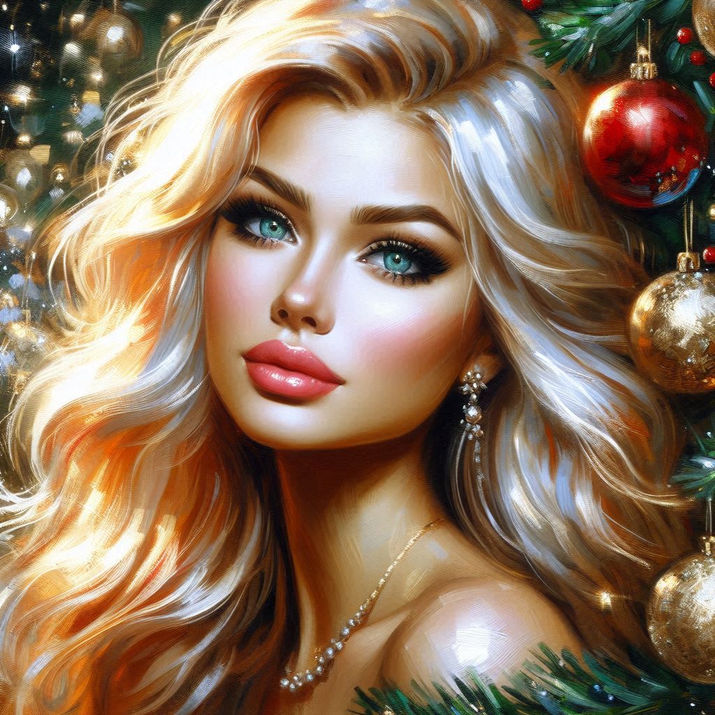 Beautiful blonde christmas decoration painting