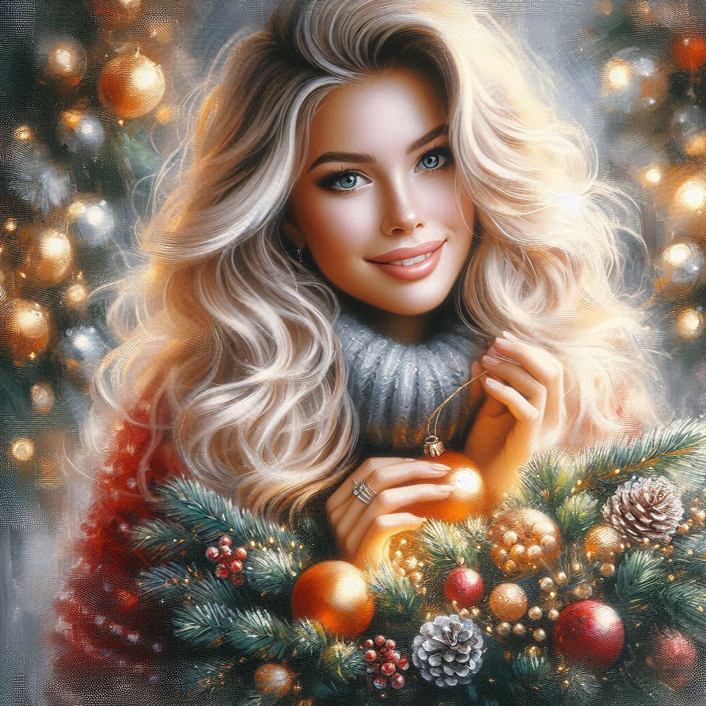 Beautiful blonde Christmas decoration painting (3)