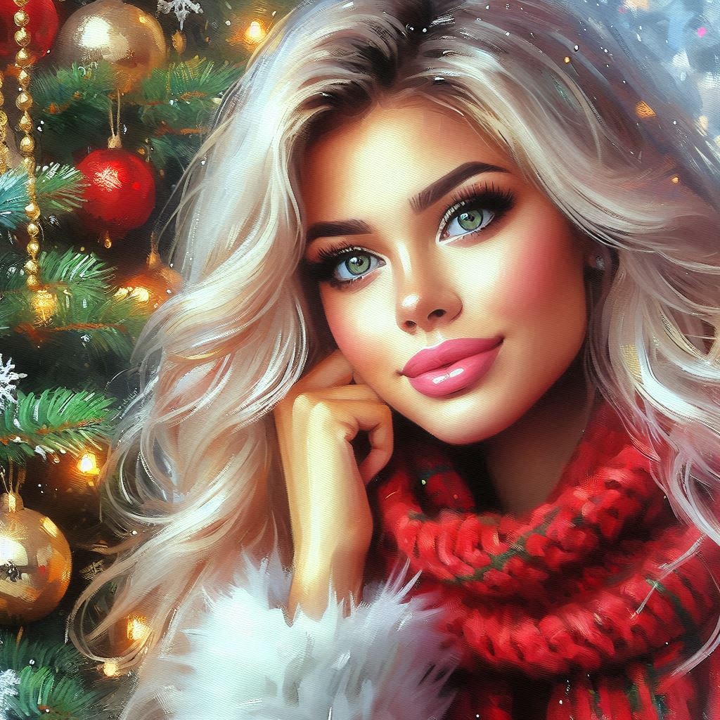 Beautiful blonde christmas decoration painting (1)