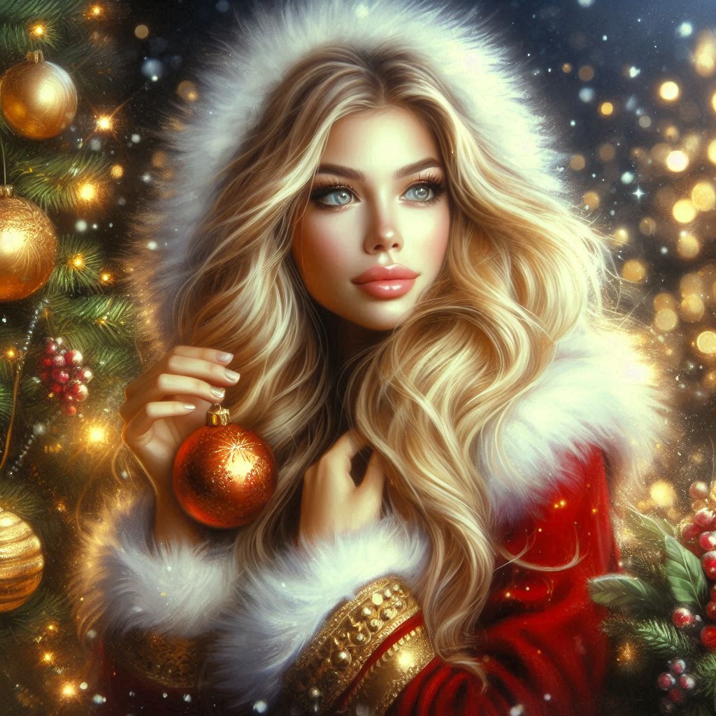 Beautiful blonde Christmas decoration painting v.2.0