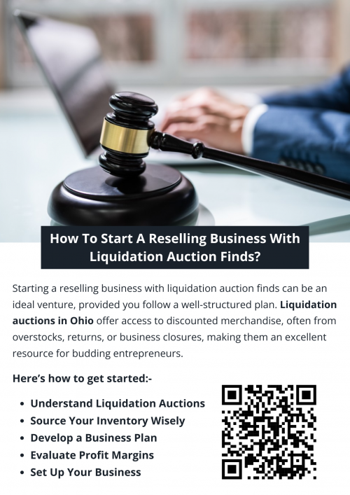 By leveraging a liquidation auction in Ohio, you can establish a profitable reselling business with minimal upfront costs. With thorough research, effective planning, and dedication, you can turn overlooked items into valuable assets, meeting customer needs and achieving your entrepreneurial goals. To know more visit here https://www.wyethauctions.com/