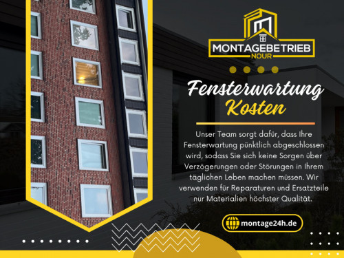 Fenster spielen eine wichtige Rolle für die Funktionalität, Ästhetik und Energieeffizienz Ihres Hauses. Wie jeder andere Teil Ihres Eigentums müssen sie jedoch regelmäßig gewartet werden, um in Topzustand zu bleiben. Wenn Sie fensterwartung kosten verstehen, können Sie Ihr Budget planen und teure Reparaturen oder Ersatz vermeiden.

Klicken Sie hier für weitere Informationen über Fensterwartung Kosten Hamburg: https://montage24h.de/unsere-dienstleistungen/fensterwartung-hamburg/

Offizielle Website: https://montage24h.de/

Hamburg Fensterbauer Montagebetrieb Nour - Fenster, Türen, Rolladen, Insekteschutz, Wintergärten, Garagentore

Adresse:  Hegenweg 8, 22885 Barsbüttel, Germany
Telefon: +4917682176270
Email : info@montage24h.de
Finden Sie uns auf Google Map: https://maps.app.goo.gl/i4vtGwmT2DBdGcpG8

Unser Profil: https://gifyu.com/montage24h

Mehr sehen:

https://v.gd/91eBON
https://v.gd/xTZKVQ
https://v.gd/uxr9Bu
https://v.gd/IcB4Qb