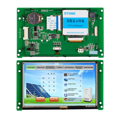 STONE provides an Intelligent HMI solution. The intelligent TFT LCD display with a Cortex-M4 32-bit CPU can be controlled by any MCU via simple Hex Instruction through the UART port. The module consists of a CPU, TFT drives, flash memory, UART port, power supply, etc. STONE also provides a basic control program and powerful design software (STONE TOOL Box). You can use it to set various functions on the graphical user interface, such as text, figures, curve, image switching, keyboard, progress bar, the slider, dial-up, clock and touch button, data storage, the USB download, video, and audio.

STONE intelligent TFT LCD Module with UART PORT which can be controlled by ANY MCU via Simple Powerful Command Set. So it can be used as colourful TFT Display & Touch controller in various electronic equipment.
STONE TFT LCD Display include CPU , TFT Driver,Flash Memory,UART port,power supply and so on,the important is that it has the ready-made Basic Control Program and Powerful Design Software,so that it can reduce much development time and cost for engineers.

#7inchtftlcdmonitor

Web:- https://www.instructables.com/id/7-Inch-TFT-LCD-Display-Module/