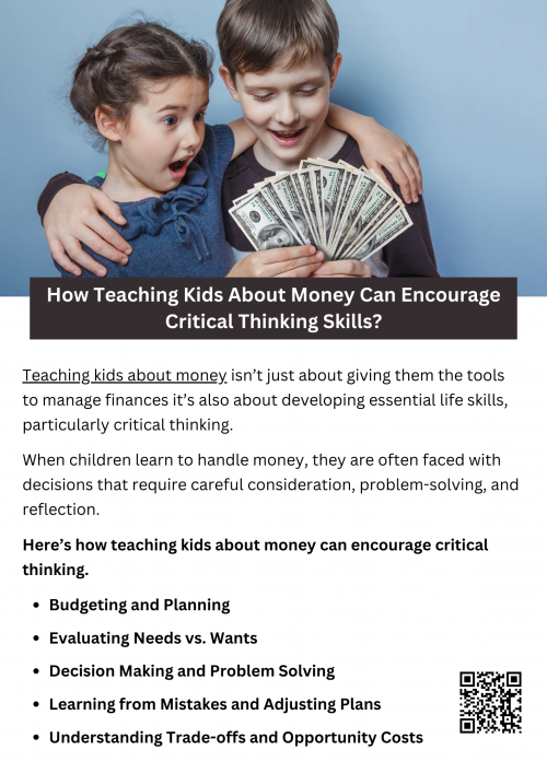 Teaching kids about money helps develop critical thinking skills by encouraging them to make decisions, solve problems, and understand consequences. As children learn to budget, save, and prioritize spending, they are prompted to evaluate options and think strategically about their choices. These lessons foster independence, decision-making abilities, and a deeper understanding of how actions today can impact their future financial well-being. To know more visit here https://inflationeducation.net/