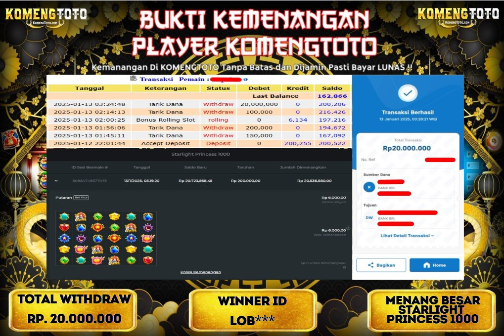 LAGI & LAGI!! KEMENANGAN BESAR DI SLOT  STARLIGHT PRINCESS 1000 SEBESAR Rp.20.000.000 KOMENGTOTO BAYAR LUNAS SECEPAT KILAT !! KOMENGTOTO BAYAR SECEPAT KILAT !!