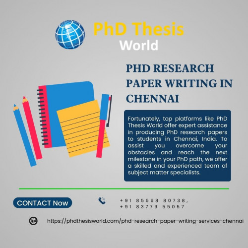 In order to guarantee that every student attains academic success, PhD Thesis World in Chennai focuses on offering the best PhD Research Paper Writing in Chennai. Our multidisciplinary team of skilled writers and researchers provides individualized assistance in creating research papers that satisfy global standards. We cover every step of the process, from choosing a topic and conducting in-depth research to carefully editing and formatting. We make sure that every work is free of plagiarism and has undergone a rigorous review process because we recognize how important originality and accuracy are. You may rely on PhD Thesis World to transform your study into a coherent, influential article that makes a big impression on the academic community.