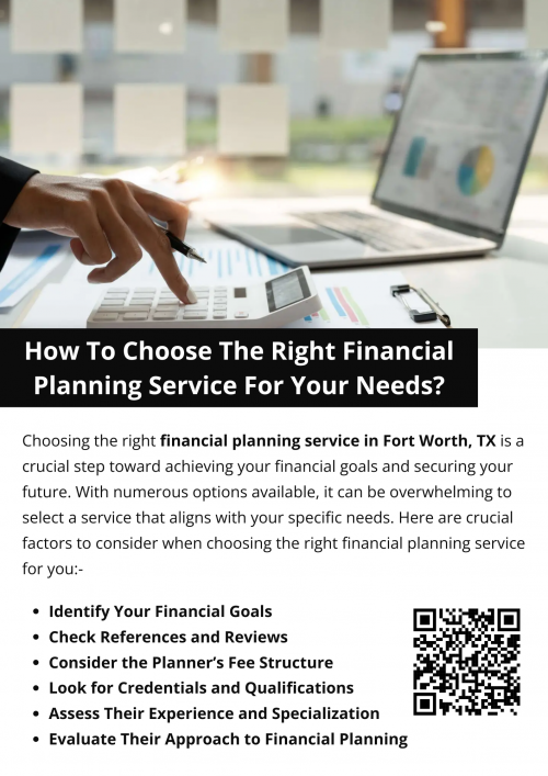 Choosing the right financial planning services in Fort Worth, TX requires thoughtful consideration of your goals, the planner’s qualifications, fee structure, experience, approach, and communication style. By evaluating these factors, you can find a financial planner who will guide you toward financial success, ensuring that your needs are met with professional expertise and personalized attention. To know more visit here https://www.alignedwealthadv.com/