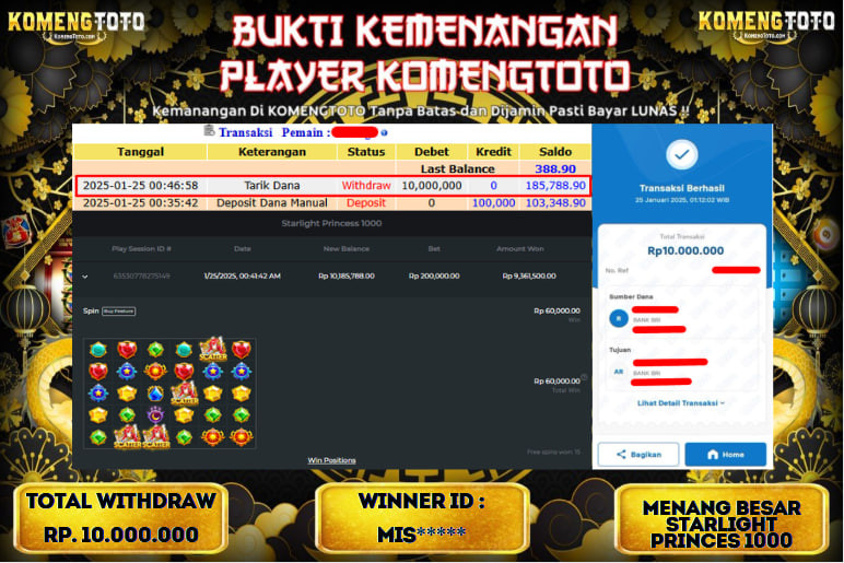 LAGI & LAGI!! KEMENANGAN BESAR DI SLOT  STARLIGHT PRINCESS 1000  SEBESAR Rp.10.000.000 KOMENGTOTO BAYAR LUNAS SECEPAT KILAT !! KOMENGTOTO BAYAR SECEPAT KILAT !!