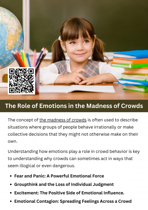 Emotions play a crucial role in the madness of crowds, often driving collective behavior. In intense group settings, emotions like fear, excitement, or anger can spread quickly, influencing individuals to act in ways they might not normally do. This emotional contagion can lead to impulsive decisions, mass panic, or even violent behavior. Understanding the emotional dynamics of crowds is key to managing and predicting their actions in chaotic situations. To know more visit here https://inflationeducation.net/product/the-madness-of-crowds/