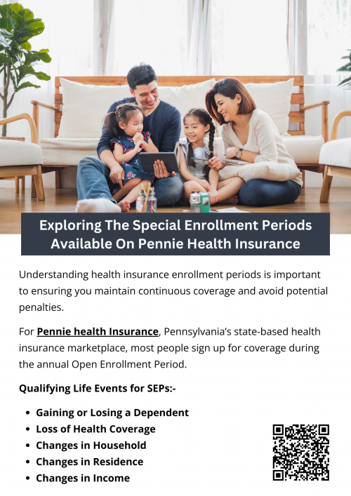 Special Enrollment Periods on Pennie health insurance provide flexibility in obtaining or adjusting your health insurance when life changes occur. Understanding what qualifies as a life event and how to navigate the SEP process ensures you can maintain the coverage you need, no matter what life throws your way. Whether you’ve lost coverage, had a baby, or moved to a new area, SEPs help you adapt your health insurance to your changing needs. To know more visit here https://www.capbluecross.com/wps/portal/cap/home/shop/individual/what-is-pennie