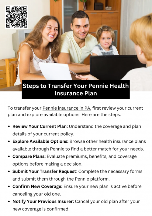 To transfer your Pennie insurance in PA, first review your current plan and explore available options. Compare premiums, benefits, and coverage before selecting a new plan. Once you’ve made your choice, submit the transfer request through the platform. Confirm your new coverage is active before canceling the old plan, and ensure all deadlines are met for a smooth transition to your new health insurance. To know more visit here https://www.capbluecross.com/wps/portal/cap/home/shop/individual/what-is-pennie