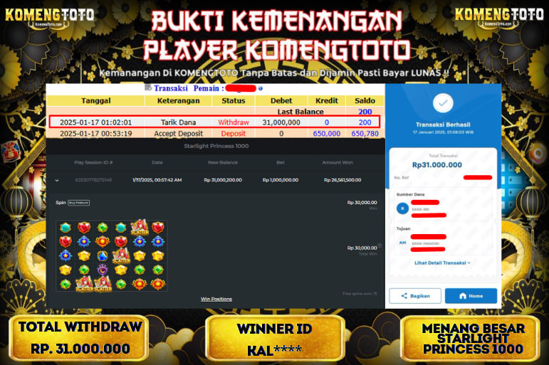 LAGI & LAGI!! KEMENANGAN BESAR DI SLOT  STARLIGHT PRINCESS 1000  SEBESAR Rp.31.000.000 KOMENGTOTO BAYAR LUNAS SECEPAT KILAT !! KOMENGTOTO BAYAR SECEPAT KILAT !!
