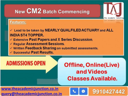 CM2 Orientation Session- by The Academic Junction. Watch out the video for last minute tips and tricks. If you want to take a trail you can contact us at  09910427442 or visit us at Online Actuarial Coaching. Reach out to us for all CM2 tricks and tips by All India Topper or visit https://www.youtube.com/watch?v=Mz976l5Md8k.

For full course contact us on
Website- www.theacademicjunction.co.in
Phone No- 9910427442

Classes available for CM1/2, CS1/2, CB1/2, CP1/2/3,SP4/5.

Please add yourself to our telegram channel for all notifications and updates

https://t.me/joinchat/GGT1zrx7MpFmYTdl

Please make sure you connect with us on following social media platforms to keep yourself updated with all recent notifications

 *YouTube* 
https://youtube.com/channel/UCG-sBwMazjxEgf1ZQ9DfoNg

 *LinkedIn* 
https://www.linkedin.com/company/the-academic-junction

 *Instagram* 
https://instagram.com/theacademicjunction?igshid=17gh8vloq3hx8

Thanks and Regards
The Academic Junction

#bestactuarialsciencecoachinginstitutes #ActuarialScienceOnlinecoaching #CoachingforActuarialScience #ActuarialEntranceExamcoaching #ActuarialInstitutesinDelhi #ActuarialInstitutesinIndia #ActuarialCoachinginIndia #ActuarialScienceclasses #ActuarialSciencecourse #ActuarialScienceIndia #ActuarialSciencesubjects #ActuarialSciencePapers #OnlineActuarialSciencecoaching #ActuarialCoachinginGurgaon #CM2Coaching #ActuarialScience