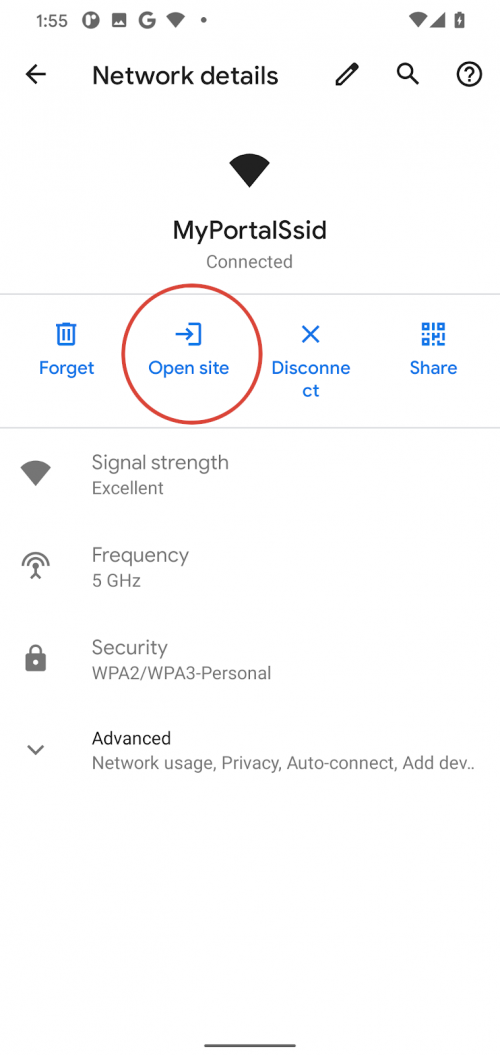 android 11 captive portal network details