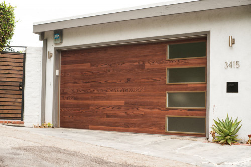 chi plank dark oak garage door