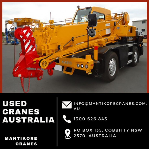 Looking for used cranes Australia. We are here to do all the diligent work for you. We are giving the setup of the crane using our versatile crane reducing any pressure or stress related to the underlying setup stage. We provide all aspects of mobile crane services for the construction industry. We are committed to completing all projects safely, efficiently, on budget and on-time. We also provide buyback options once your crane has completed your project. We have more than 29 years of experience working in the Sydney mobile crane hire industries in Australia. We assure you that you will receive the best crane hire services. Our Crane is highly being used at construction sites to make the entire work stress-free and increase productivity. We are providing Tower Cranes, Mobile Cranes, Self-Erecting Cranes, and Electric Luffing Cranes. Our professionals will provide you with effective solutions and reliable services that can help you to solve technical problems that might occur sometimes. Also, get effective solutions for any requirements of your projects for the best price & service, contact us at 1300 626 845 for crane hire and visit our website today.

Website:  https://mantikorecranes.com.au/

Address:  PO BOX 135 Cobbitty NSW, 2570 Australia
Email:  info@mantikorecranes.com.au 
Opening Hours:  Monday to Friday from 7 am to7 pm

You can follow us on our social accounts: 
•	Facebook
https://www.facebook.com/pg/Mantikore-Cranes-108601277292157/about/?ref=page_internal
•	Instagram
https://www.instagram.com/mantikorecranes/
•	Twitter
https://twitter.com/MantikoreC