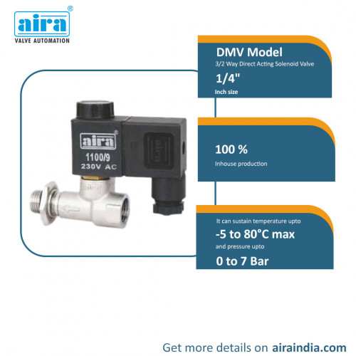 Aira Euro Automation is a leading manufacturer and supplier of water solenoid valve in India. They offer a wide range of solenoid valves.